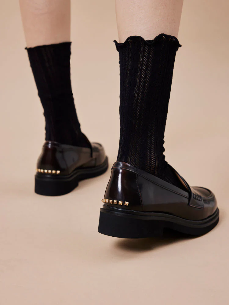 Finn Studded Heel Penny Loafers - Image 7