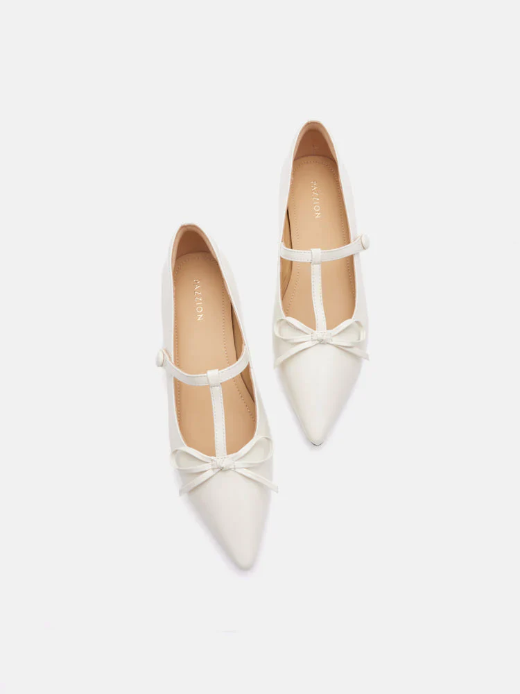 Stevie T-Bar Pointed Toe Bow Flats - Image 6