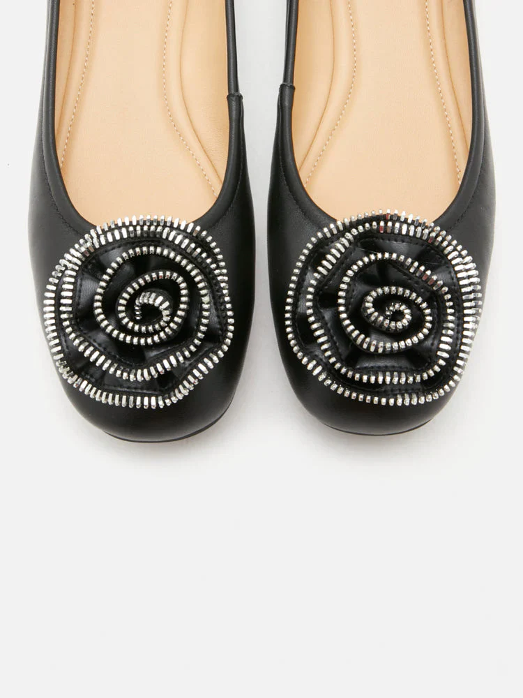 Zosia Zipper Rose Ballet Flats - Image 11