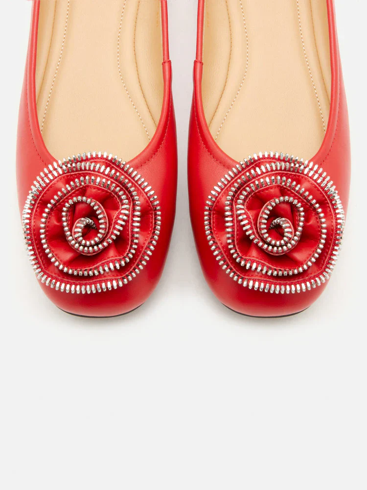 Zosia Zipper Rose Ballet Flats - Image 3