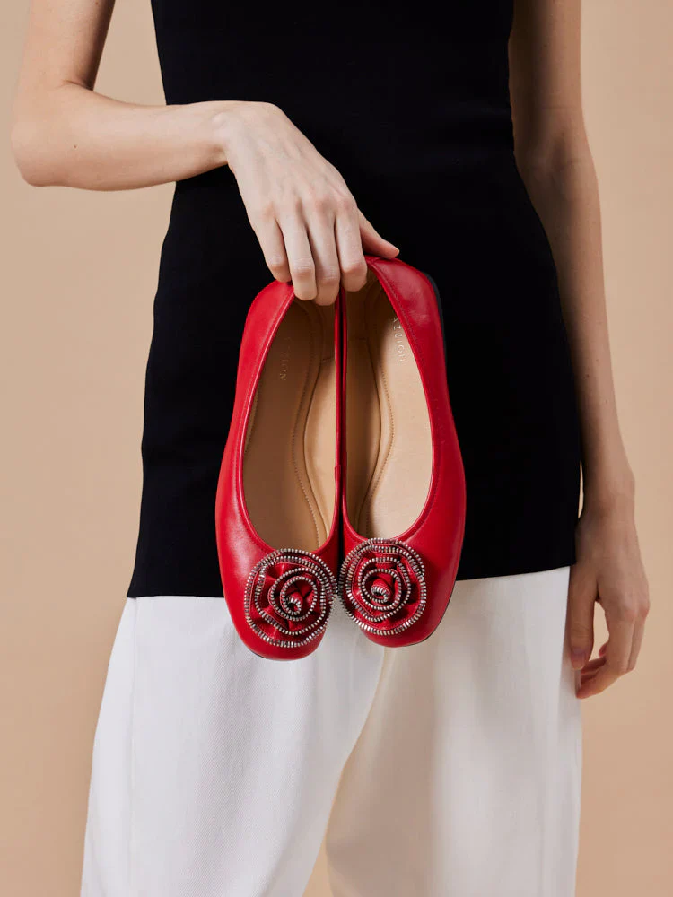 Zosia Zipper Rose Ballet Flats - Image 4