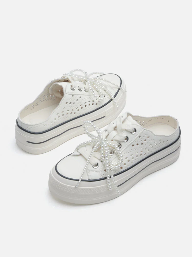 Wilhelmina Slip-on Pearl Bow Sneakers - Image 12