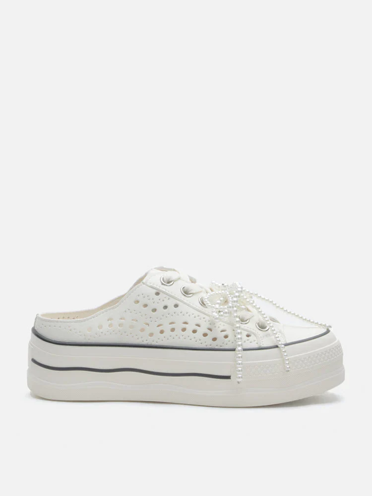 Wilhelmina Slip-on Pearl Bow Sneakers - Image 14