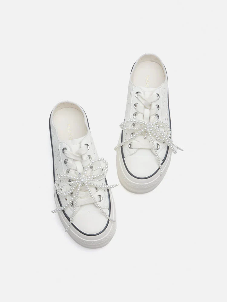 Wilhelmina Slip-on Pearl Bow Sneakers - Image 15
