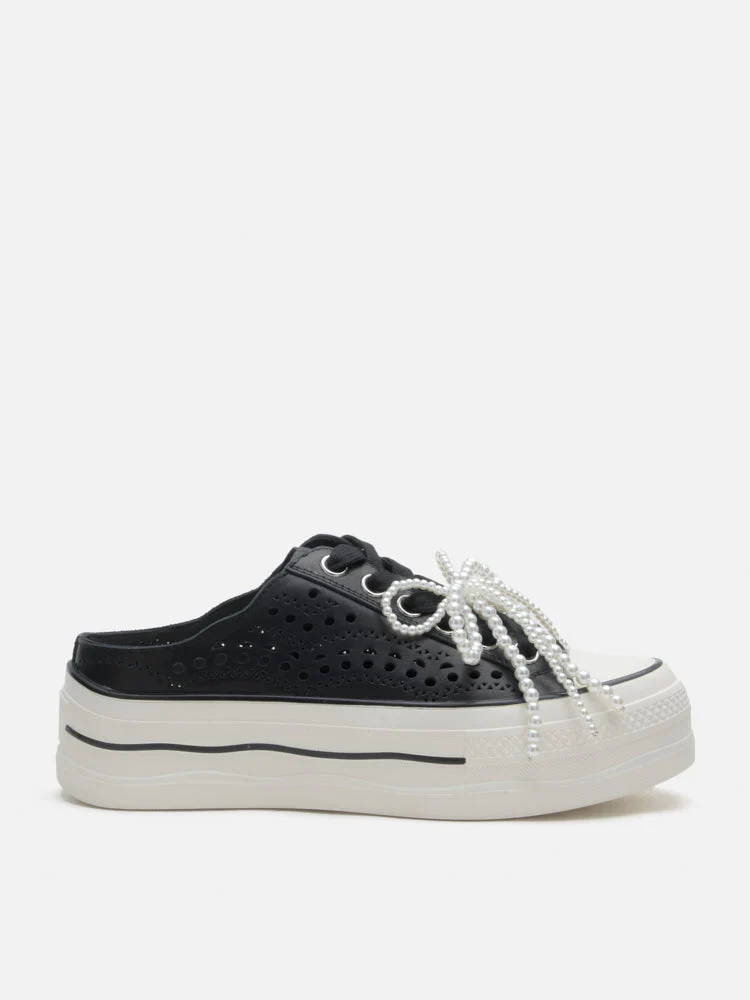 Wilhelmina Slip-on Pearl Bow Sneakers - Image 6