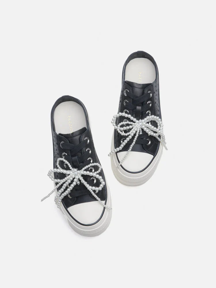 Wilhelmina Slip-on Pearl Bow Sneakers - Image 7