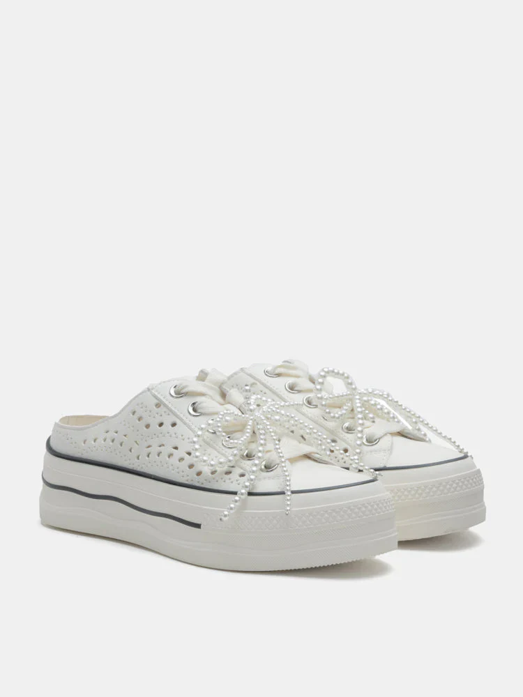 Wilhelmina Slip-on Pearl Bow Sneakers - Image 9