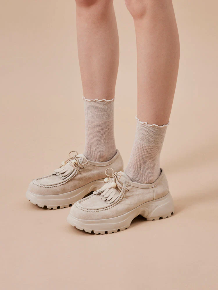 Maeve Suede Fringed Loafers - Image 10