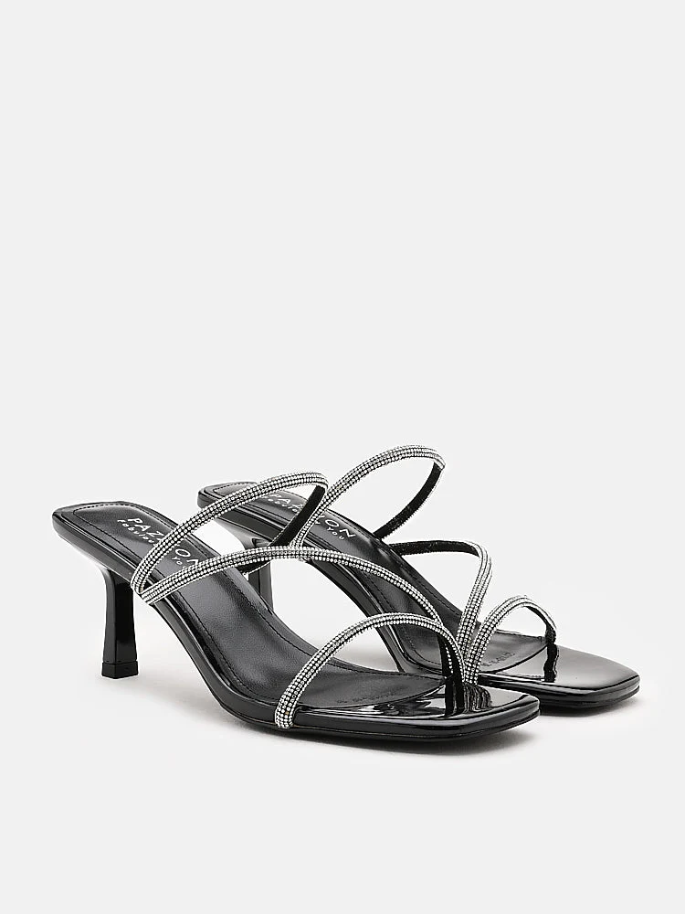 Stacey Strappy Silver Sparkly Open Toe Heels - Image 7