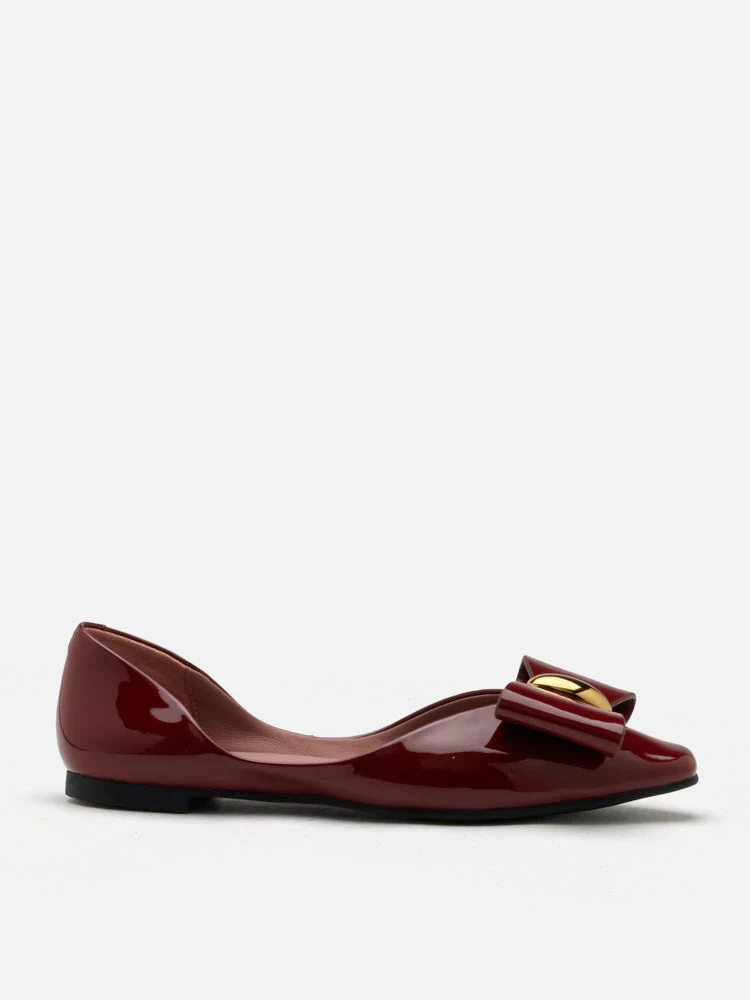Kara Gold Accented Sculpted Bow Patent Flats - Image 11