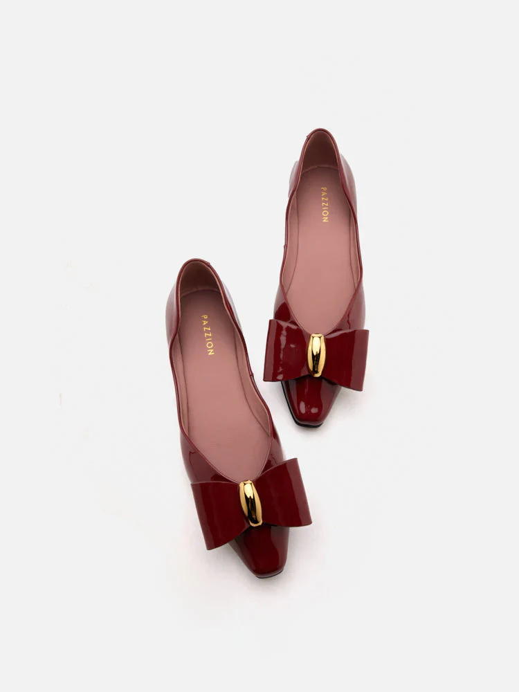 Kara Gold Accented Sculpted Bow Patent Flats - Image 13