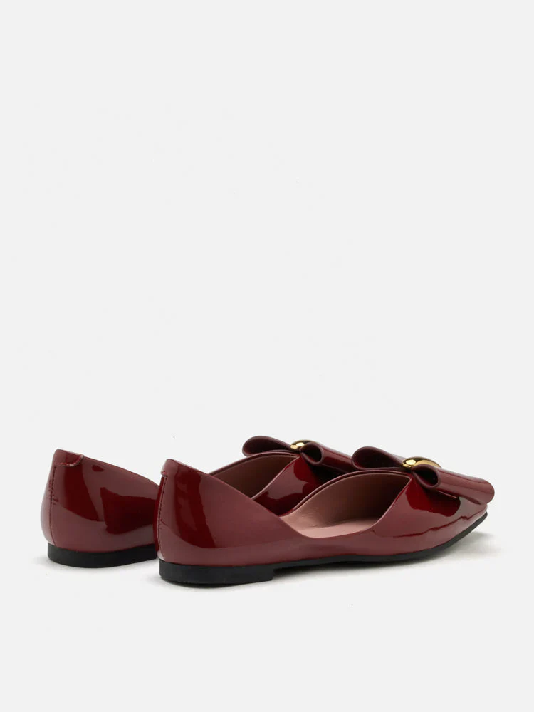 Kara Gold Accented Sculpted Bow Patent Flats - Image 14