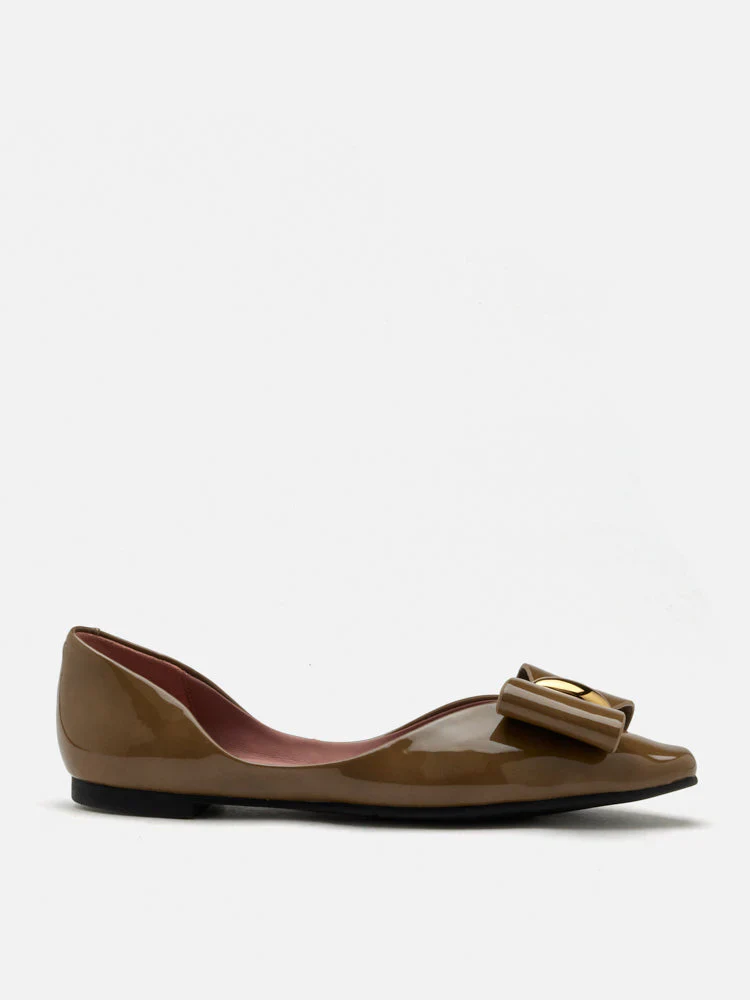 Kara Gold Accented Sculpted Bow Patent Flats - Image 4