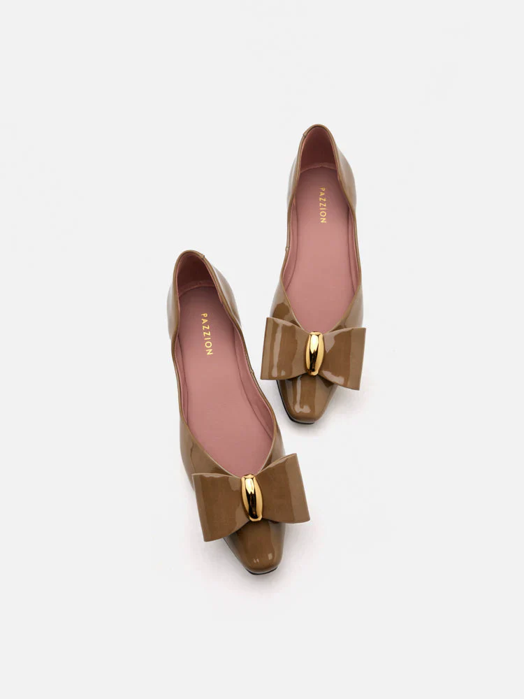 Kara Gold Accented Sculpted Bow Patent Flats - Image 6