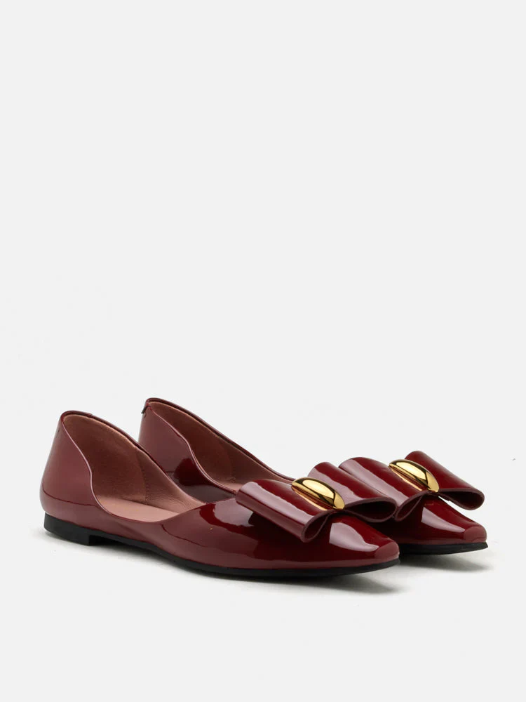 Kara Gold Accented Sculpted Bow Patent Flats - Image 8