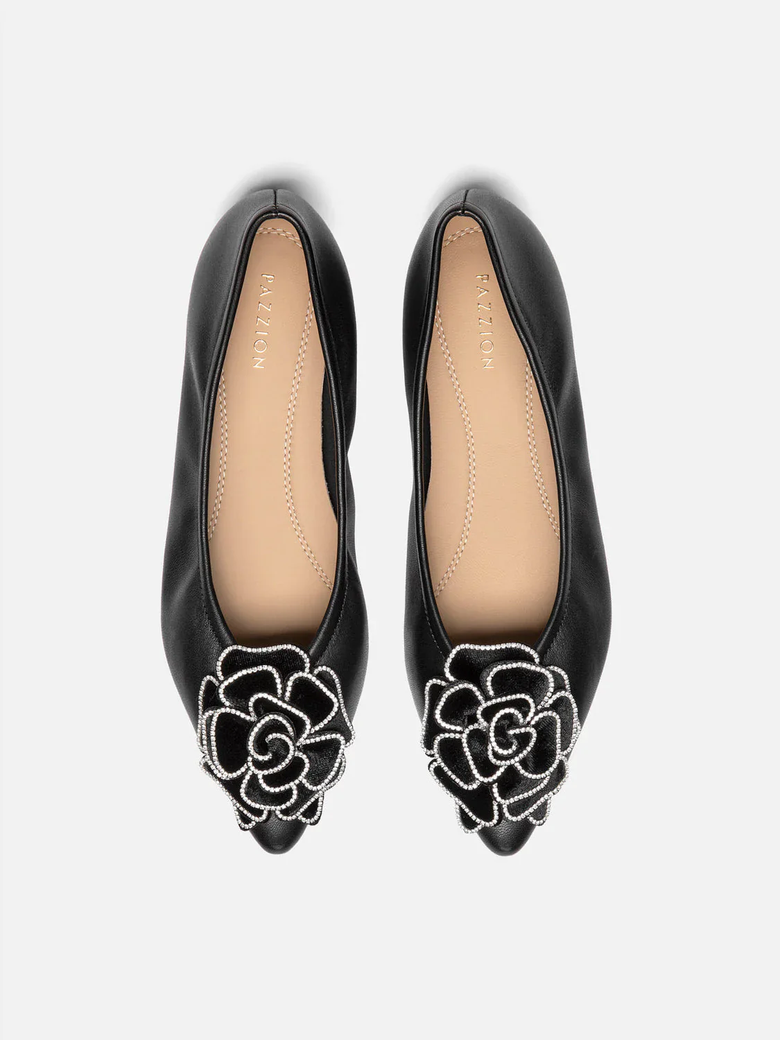 Jovena Floral Embellished Leather Pointed Flats - Image 14