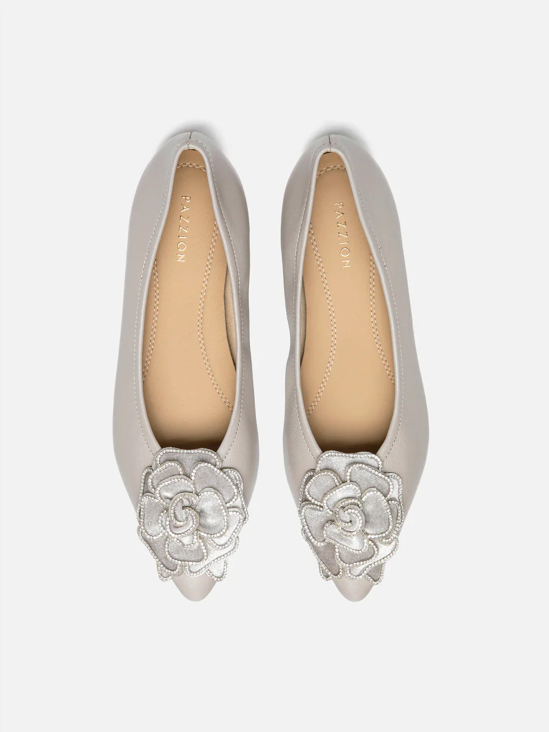 Jovena Floral Embellished Leather Pointed Flats - Image 5