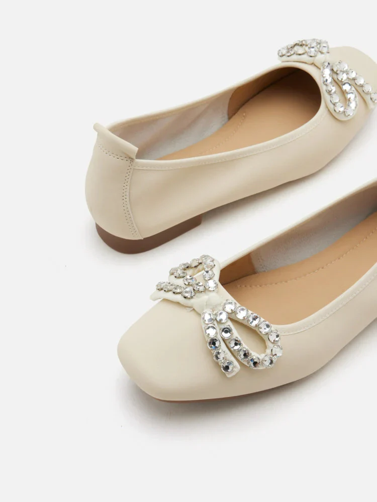 Daphne Diamante Embellished Bow Flats - Image 11