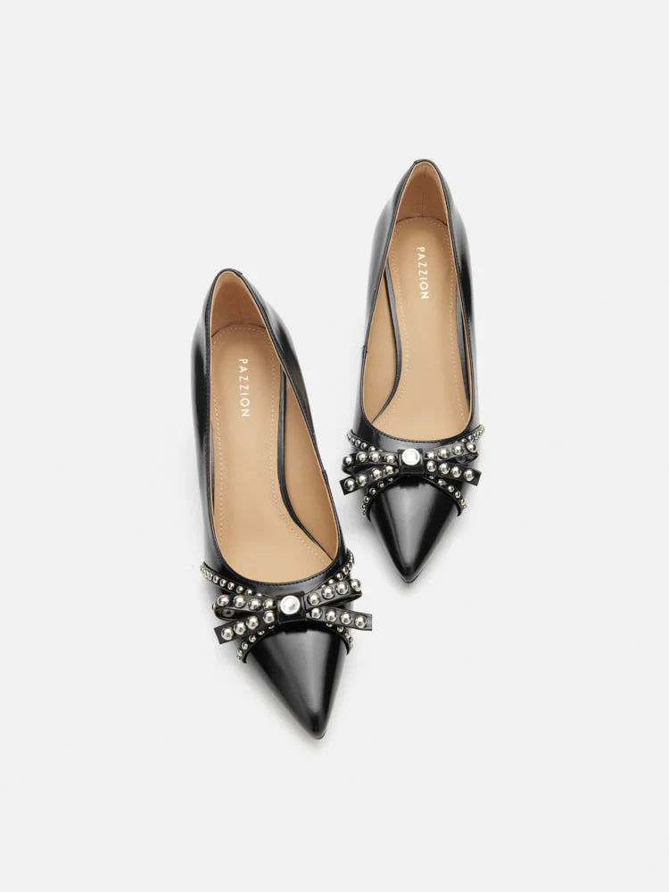 Knox Studded Bow Pointed Toe Heels - Image 6