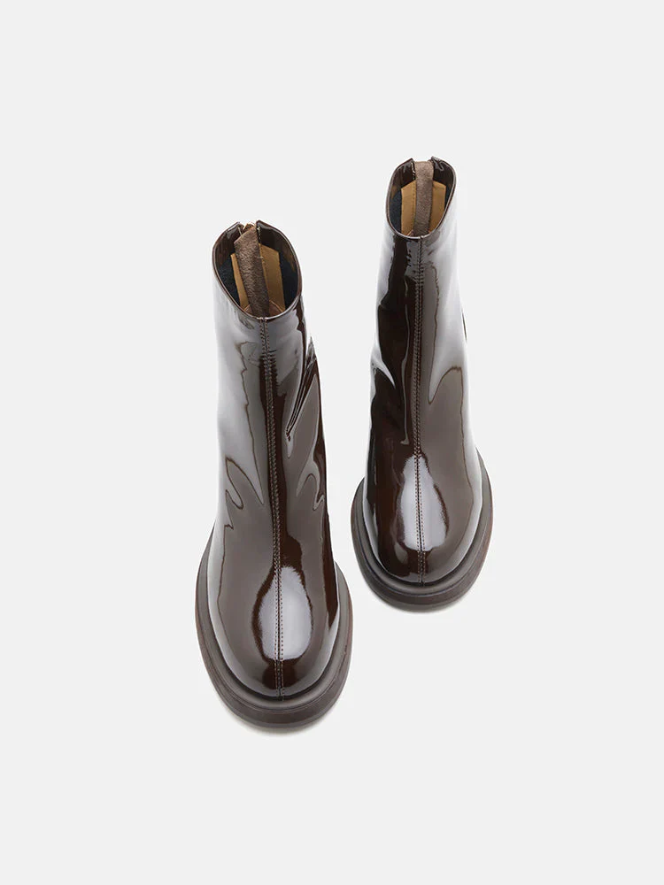 Chantel Patent Leather Back Zip Boots - Image 6