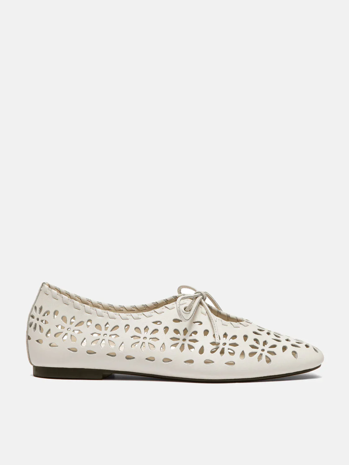 Quenara Floral Cutout Leather Flats - Image 10