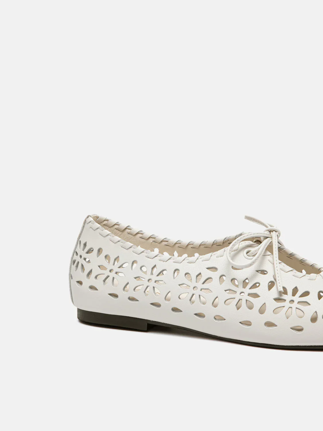 Quenara Floral Cutout Leather Flats - Image 11