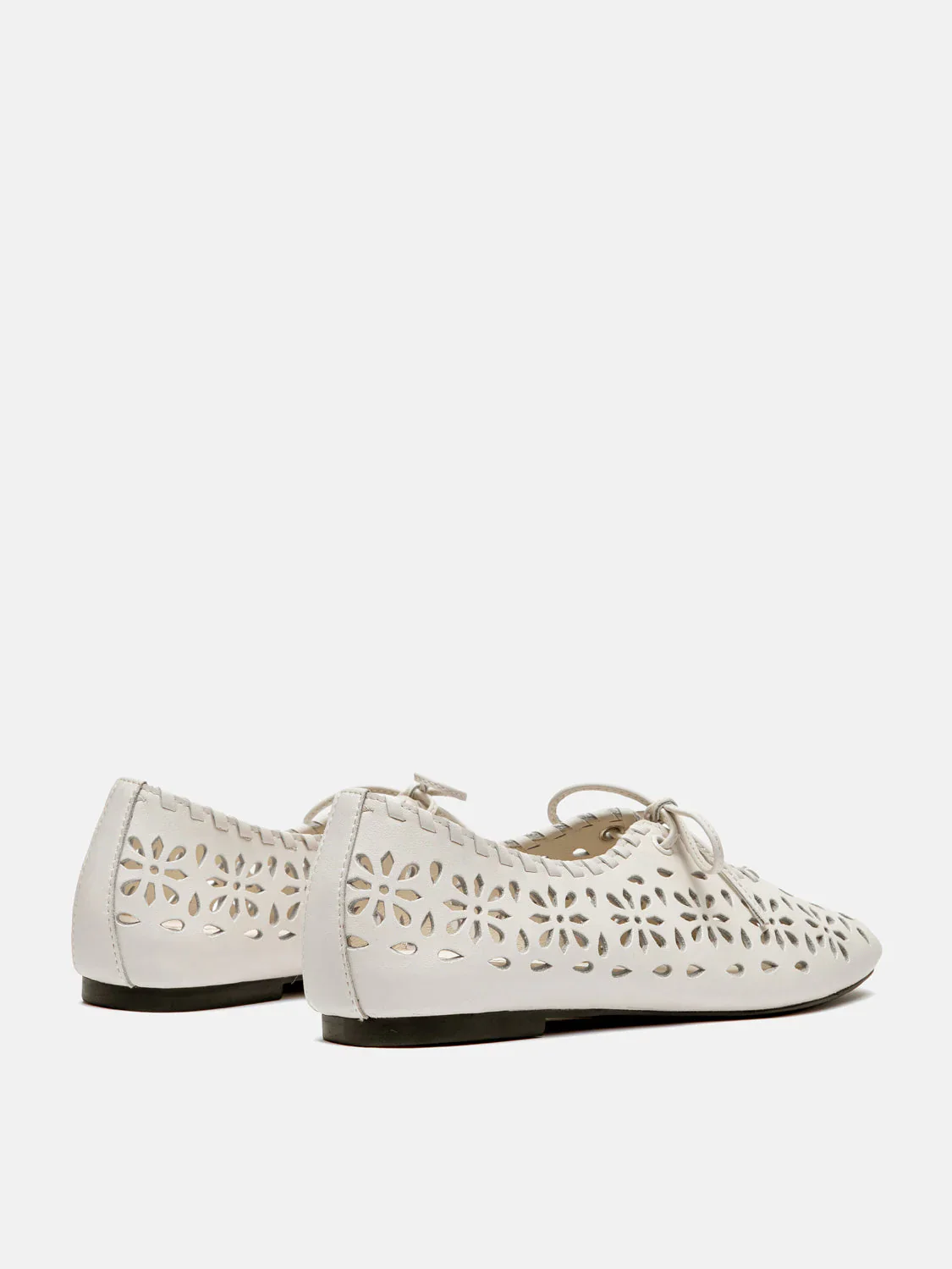 Quenara Floral Cutout Leather Flats - Image 14