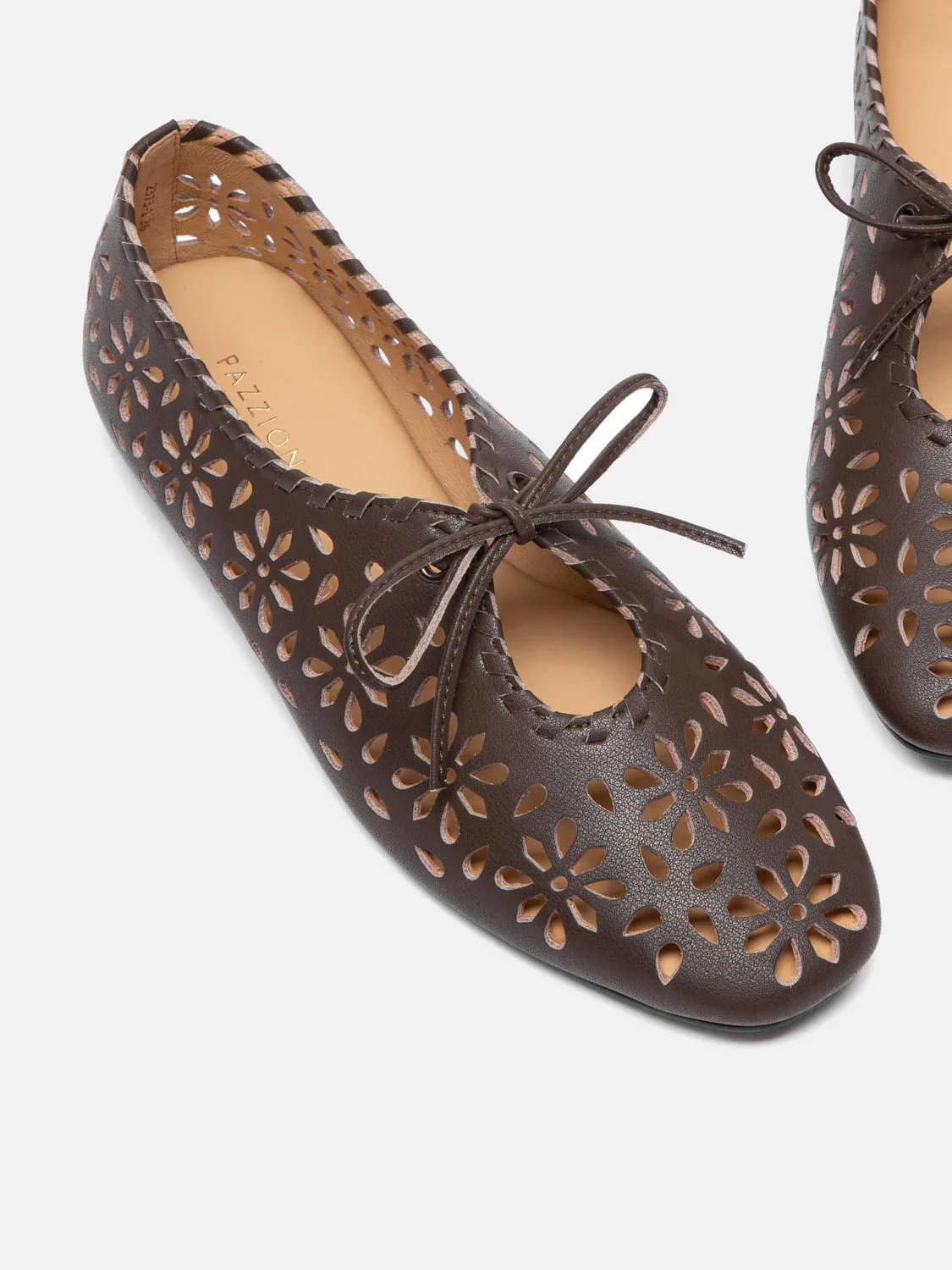 Quenara Floral Cutout Leather Flats - Image 3