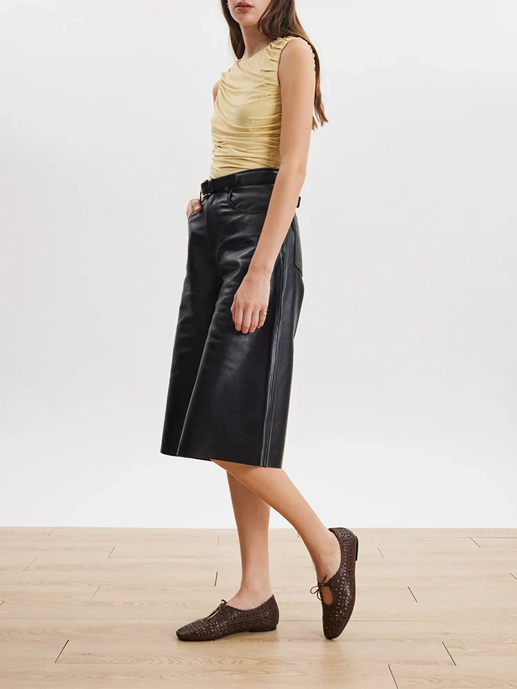 Quenara Floral Cutout Leather Flats - Image 5