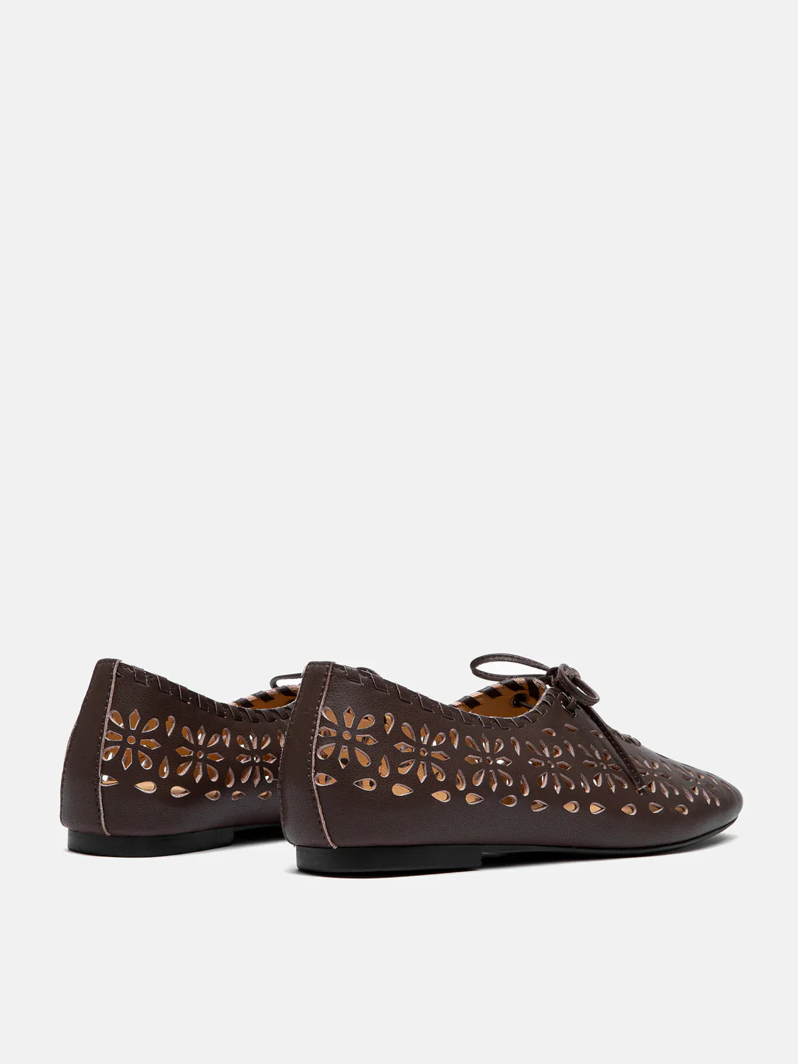 Quenara Floral Cutout Leather Flats - Image 7