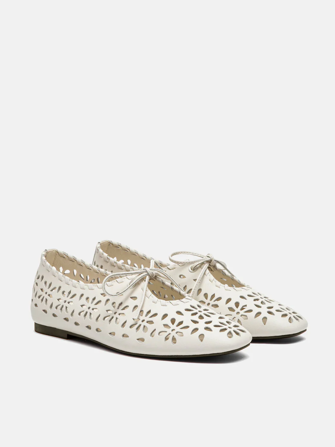 Quenara Floral Cutout Leather Flats - Image 8