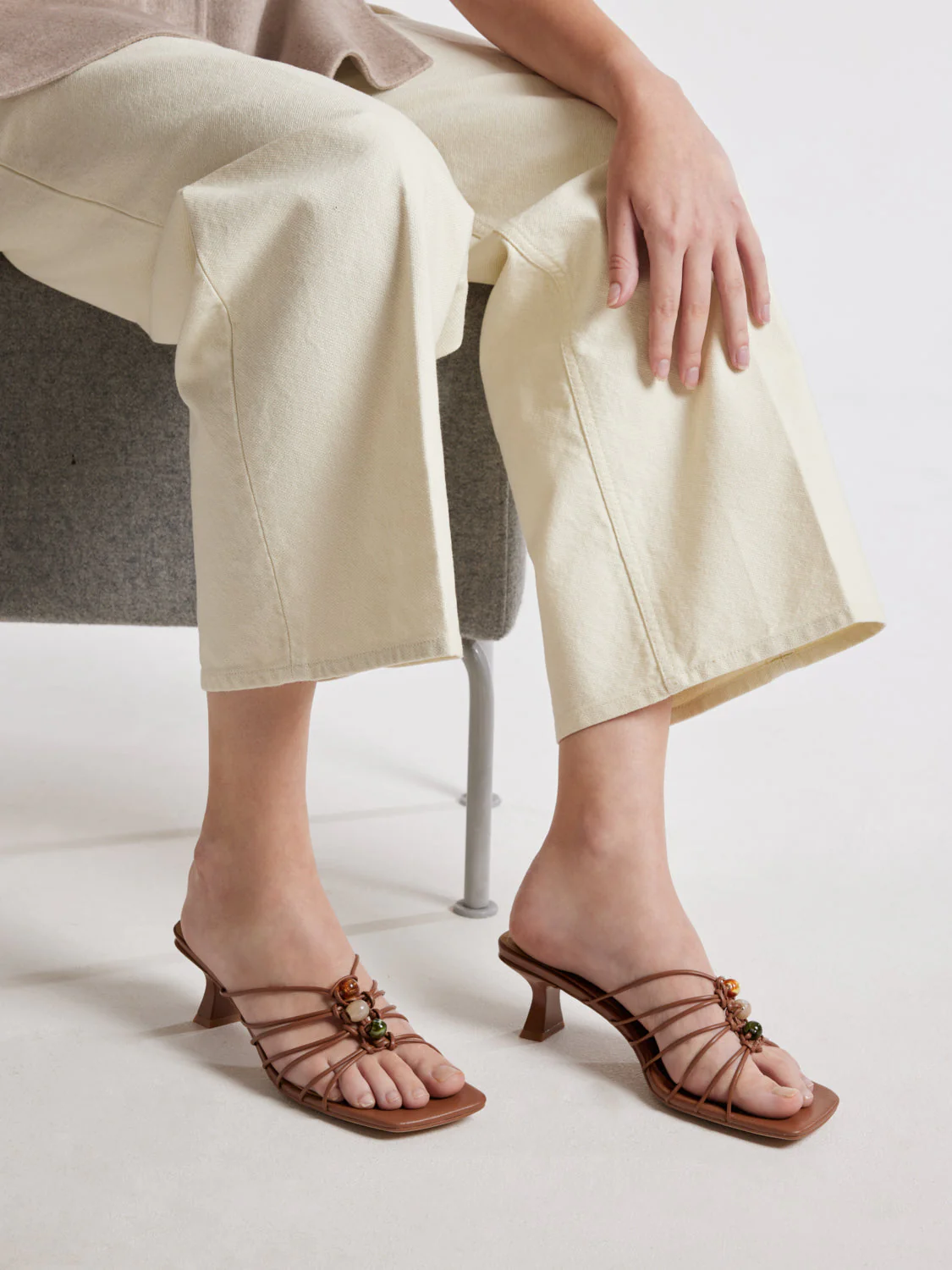 Shevone Bead Knot Sandal Heels - Image 2