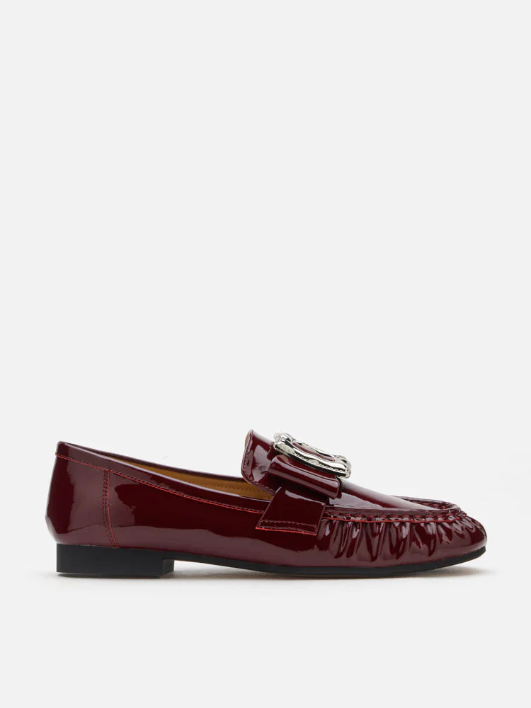 Calista Patent Leather Buckled Bow Loafers - Image 4