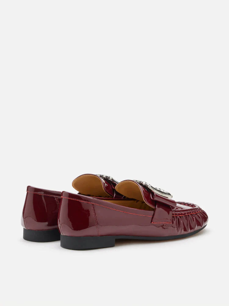 Calista Patent Leather Buckled Bow Loafers - Image 7