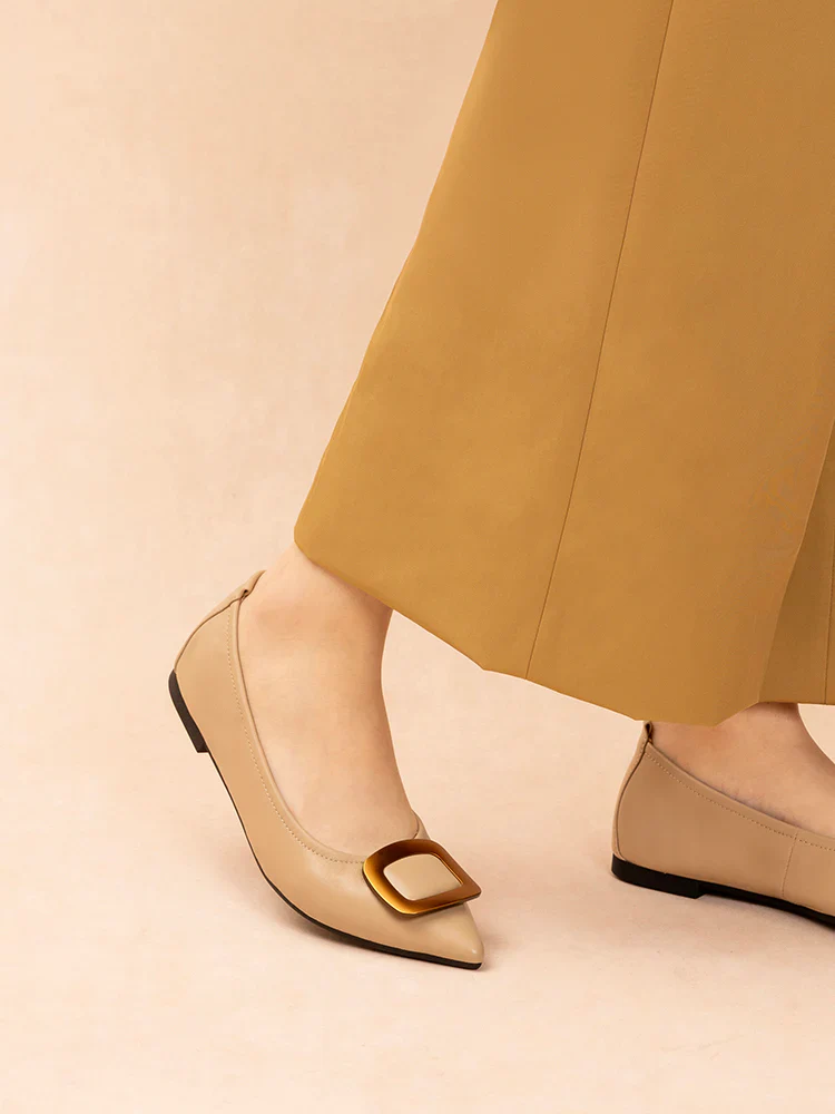 Gilda Brass Pointed Toe Flats - Image 7