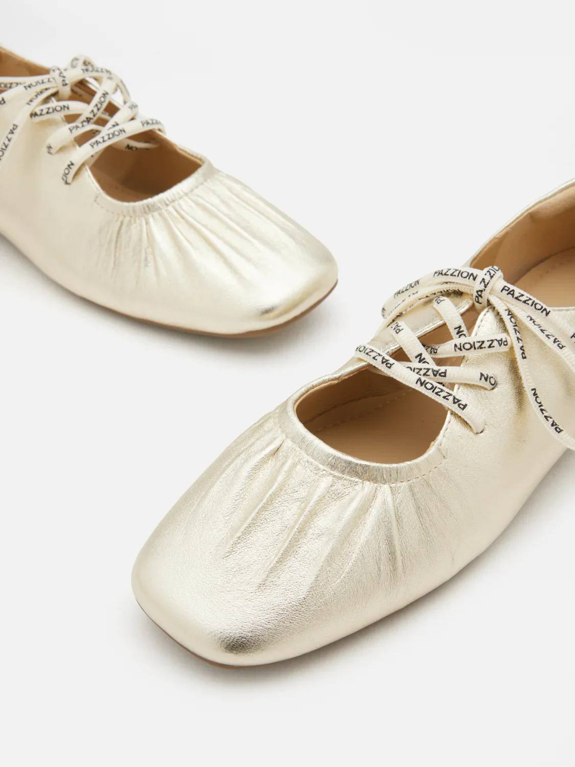 Pernille Metallic Lace-Up Flats - Image 3