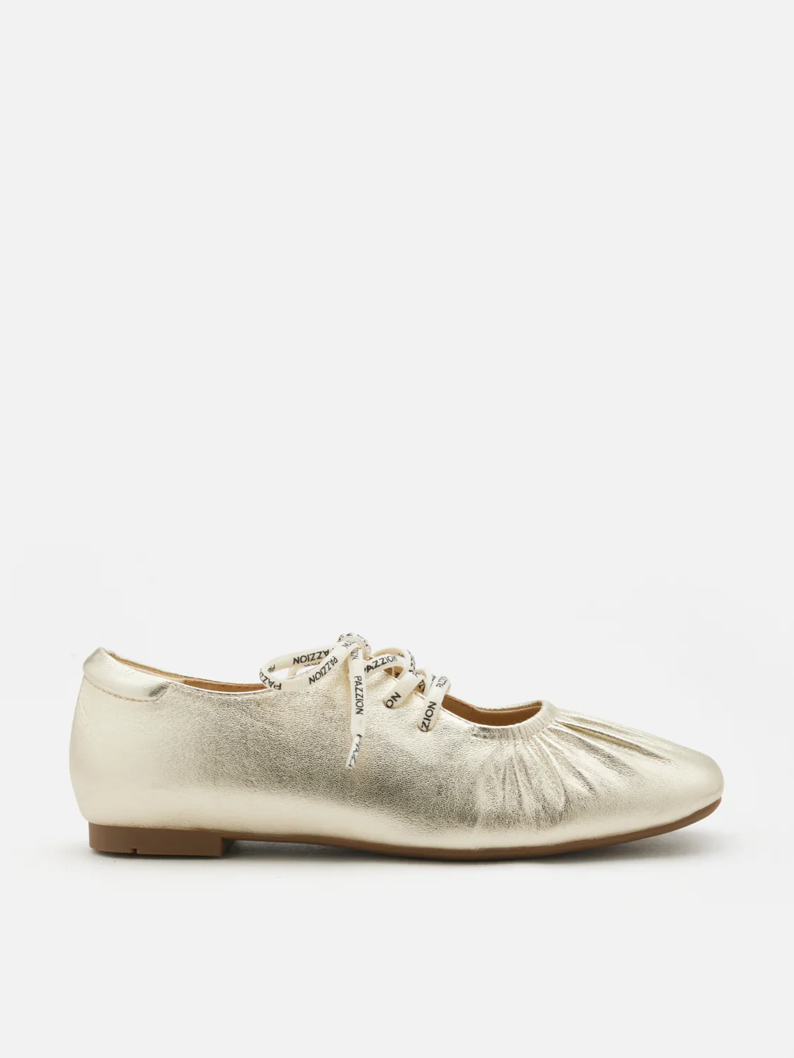 Pernille Metallic Lace-Up Flats - Image 4