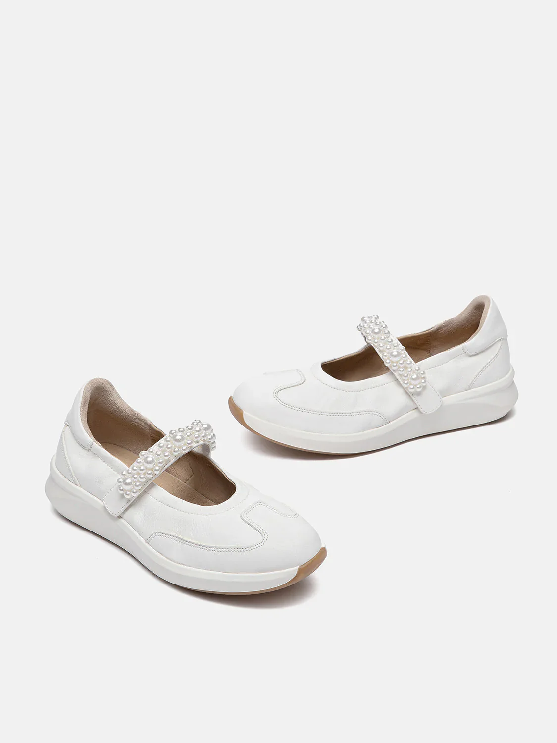 Arlise Pearl Embellished Leather Mary Janes - Image 3