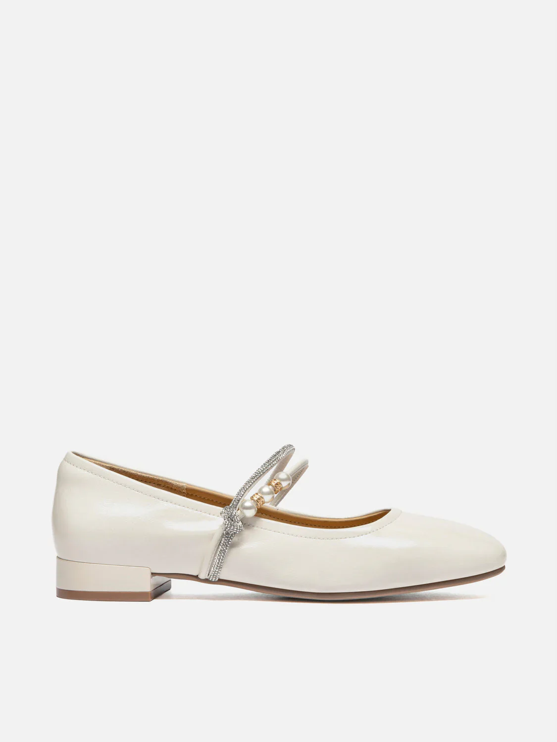 Wynessa Crystal & Pearl Strap Leather Mary Jane Heels - Image 12
