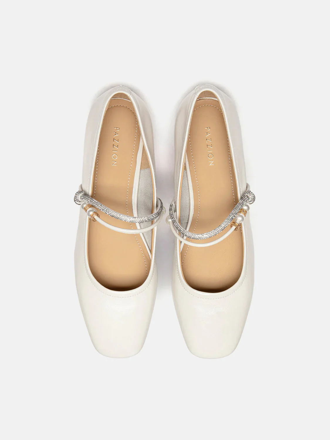 Wynessa Crystal & Pearl Strap Leather Mary Jane Heels - Image 14
