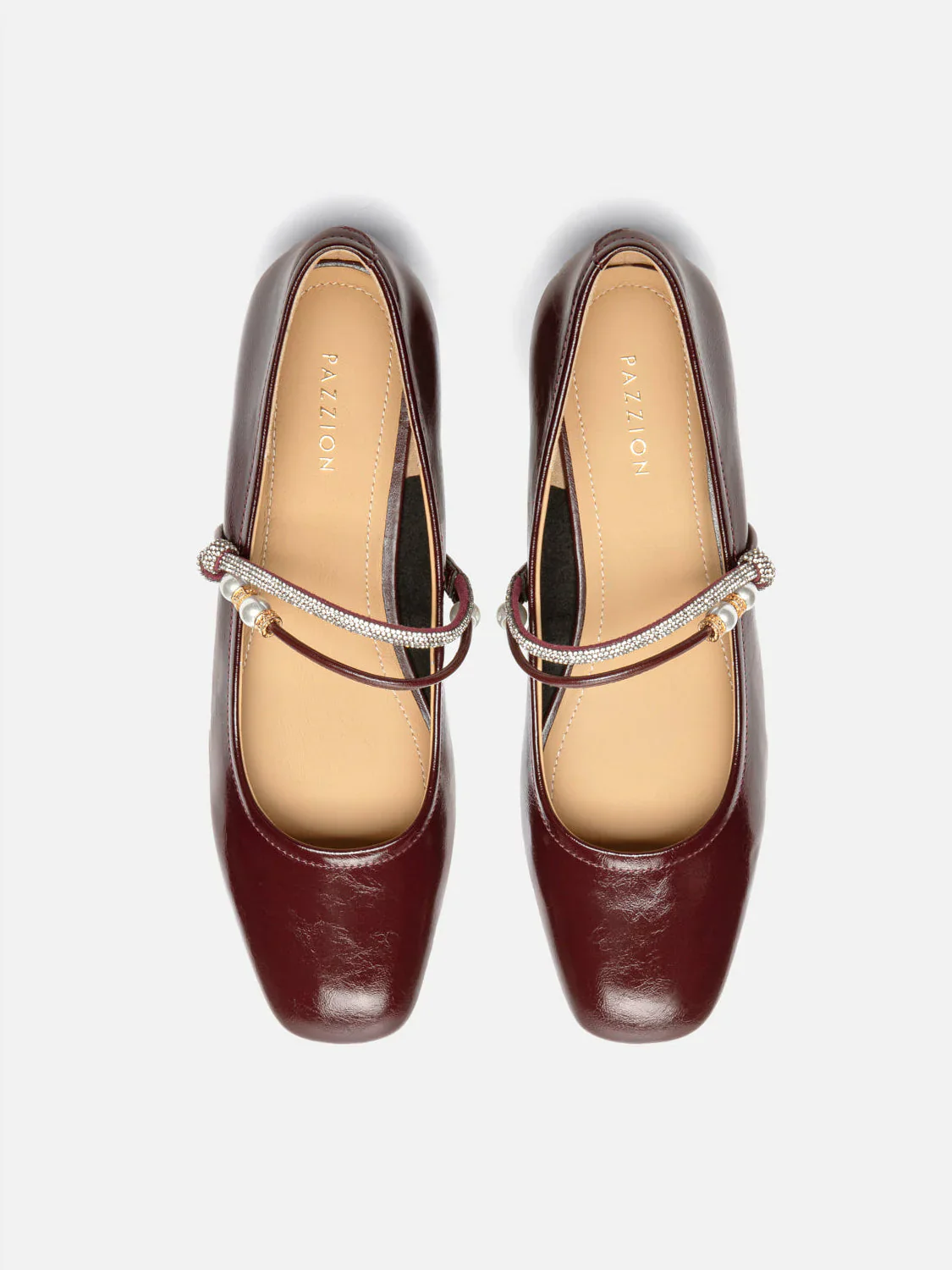 Wynessa Crystal & Pearl Strap Leather Mary Jane Heels - Image 4