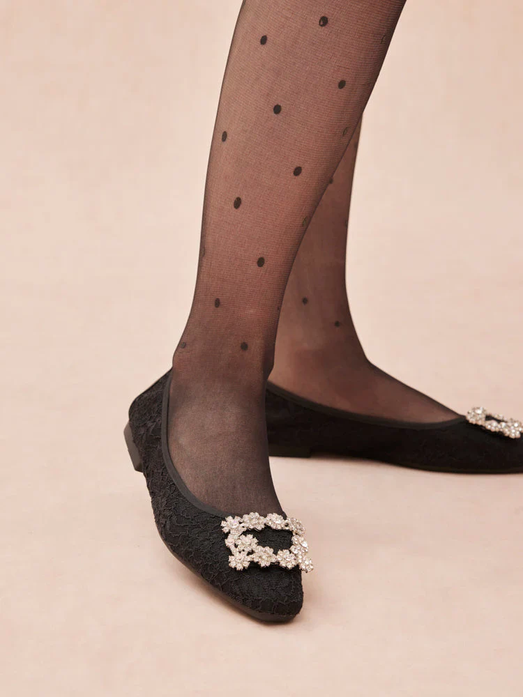 Alina Lace Diamante Foldable Flats - Image 10