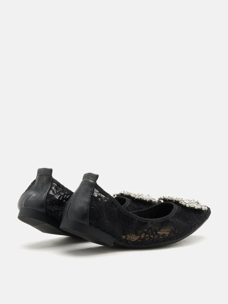 Alina Lace Diamante Foldable Flats - Image 16
