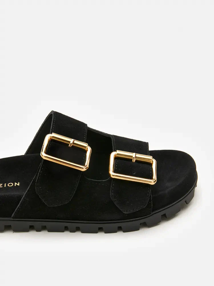 Alaia Buckled Suede Slides - Image 11