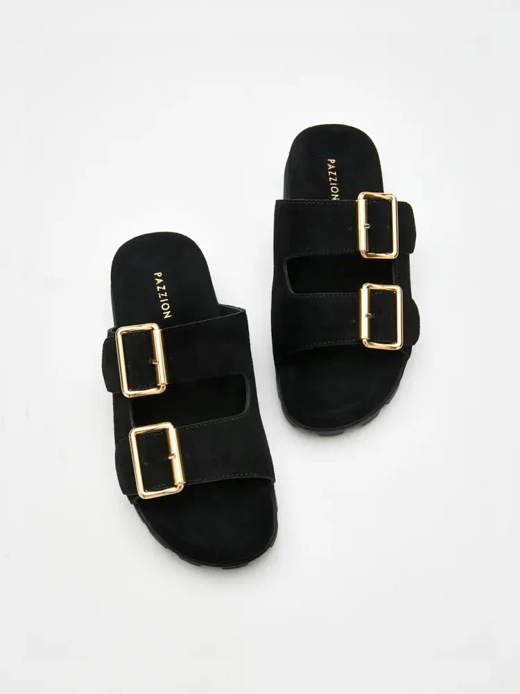 Alaia Buckled Suede Slides - Image 14