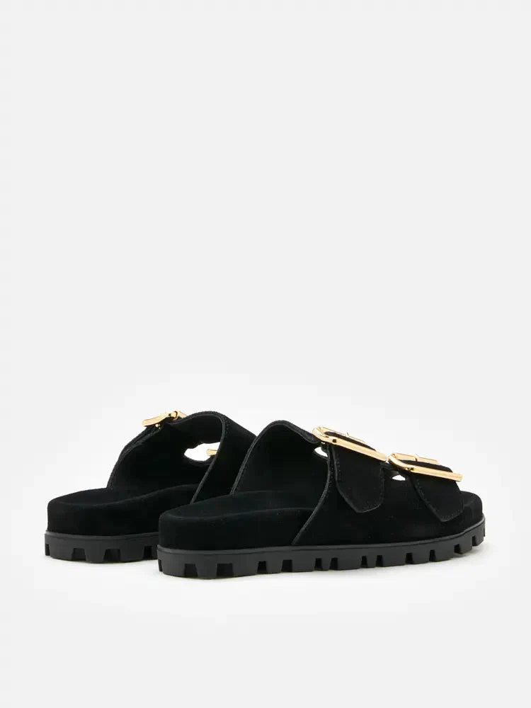 Alaia Buckled Suede Slides - Image 16