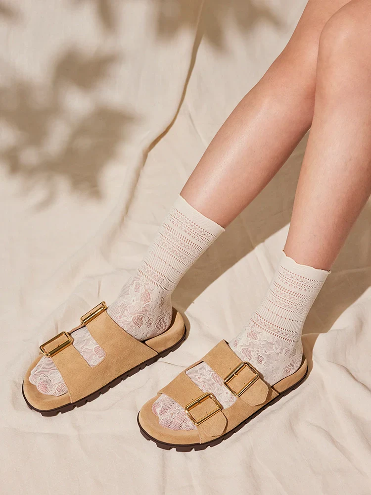 Alaia Buckled Suede Slides - Image 4