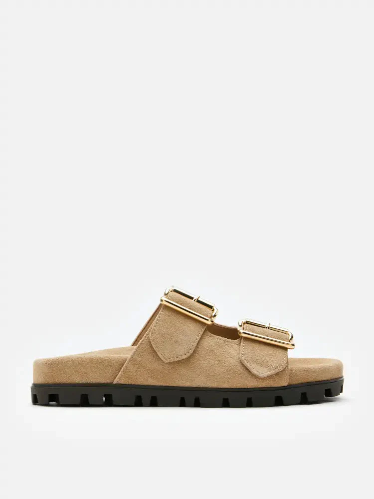 Alaia Buckled Suede Slides - Image 5