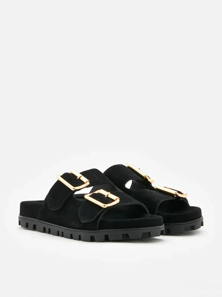 Alaia Buckled Suede Slides - Image 9