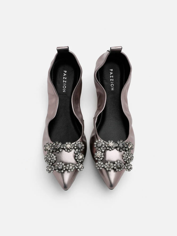 Helene Crystal Buckle Foldable Flats - Image 5